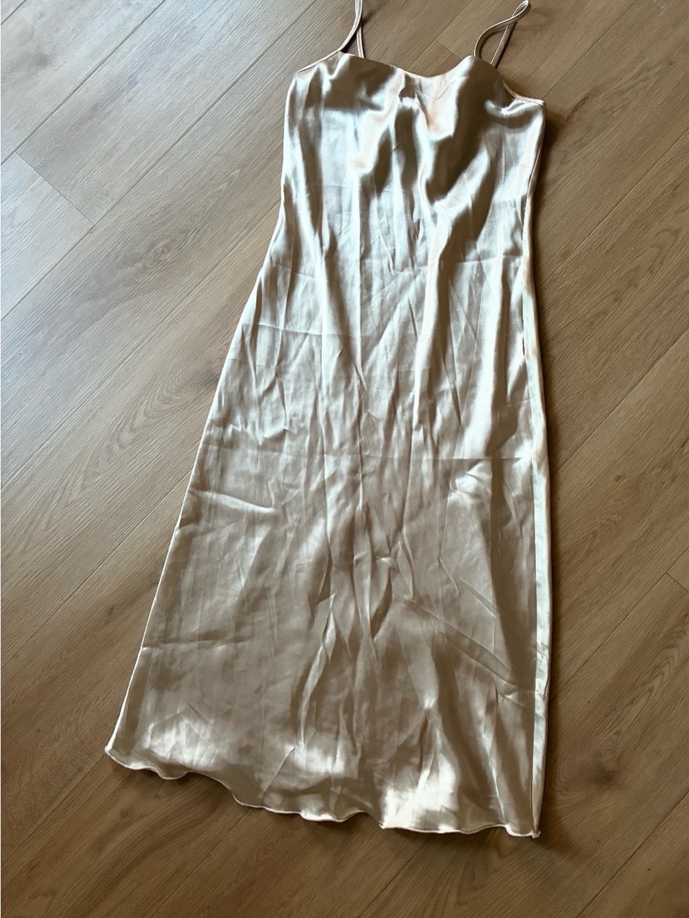 Silky Cream Slip Skirt - Elegant Bias-Cut Midi